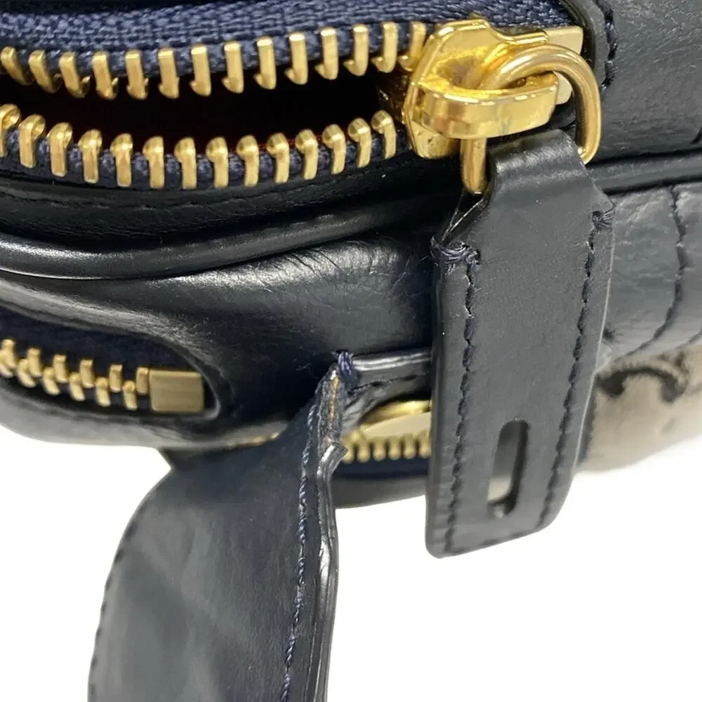 Celine Macadam Shoulder Bag Light gray Dark Navy Jacquard Leather - Picture 14 of 15